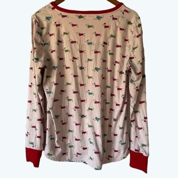 Kate Spade · Medium · Dachshund Print Pajama Top · Pink · Red Trim · Soft Knit - Picture 3 of 7